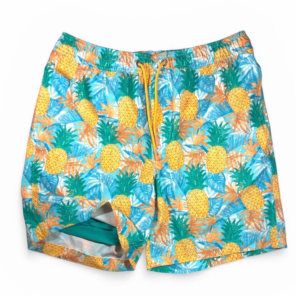 NWT 2XL Swim Bottoms Member's Mark Mens Stretch UPF 50 Quick Dry Trunk Pineapple